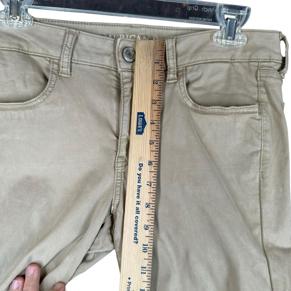 American Eagle Women’s 8 Super Super Stretch Jeggings Khaki Pants Y2K Neutral - Picture 8 of 16
